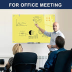 TSJ OFFICE Glass Dry-Erase Board - 36 x 24 Inches Wall Mounted Magnetic Whiteboard, Large Frameless Glass White Board for Office, Home & School, Yellow