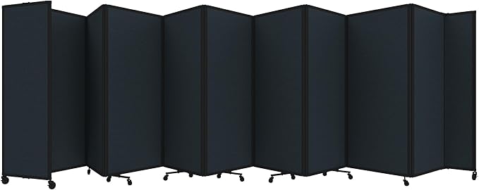 Versare Room Divider 360 Portable Wall Partition | Folding Panels | Large Freestanding Divider | Locking Wheels | Temporary Room Separator