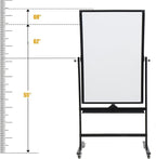 40" x 28" Double-Sided Mobile Whiteboard with Wheels | Rolling Magnetic Dry Erase Board on Stand | Adjustable Height Black Frame White Board for Office, Classroom & Home