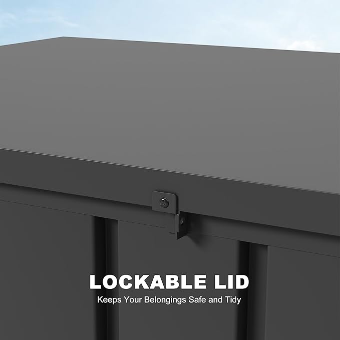 PURPLE LEAF Outdoor Deck Box 160 Gallon Waterproof Lockable Storage Box Container with Lid Deck Organization for Patio Cushions Side Table Pool Accessories Garden Tools, Gray