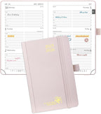 POPRUN Pocket Planner 2025-2026, (Purse Size 4''x 6.25'' Hard Cover) Academic Year Calendar Daily Weekly and Monthly (July 25-June 26) with Hourly Time Slots, 100 GSM Paper - Light Pink