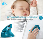 Vassink Ergonomic Wireless Mouse, Rechargeable Mouse 2.4Hz Vertical Wireless Optical Mice with USB Receiver, 6 Buttons for PC,Laptop,etc Blue