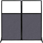 Versare Office Workstation Screen | Portable Wall Divider | Modern Cubicle | Freestanding Privacy Screen | Flexible Work Space | 2 Panels | 66" Wide x 70" Tall Dark Gray SoundSorb Panels with Window