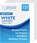 MOS White Cardstock Paper - 8.5" x 11" Heavy Card Stock (110 Sheets) - For Crafting, Resume Paper, Business Cards, Invitations, Menus & Certificates - Smooth Finish, Printer-Friendly