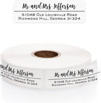 Clear Mixed Font Rolled Address Labels / 500 Personalized Return Address Labels/Designer Address Stickers in Elegant Plastic Dispenser