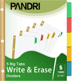 Binder Divider, PANDRI 120 Pack Binder Index White Dividers with 5 Tabs, Letter Size Paper Binder Divider for School Office Home Business