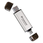 Transcend 1TB External SSD, Up to 1,050MB/s, USB 3.2 Gen 2 Portable SSD, 2-in-1 Type C &Type A, USB Hard Drive for Steam Deck, ROG Ally, MSI Claw, Windows&Mac, iPhone&iPad, Android, PS5&Xbox, Smart TV