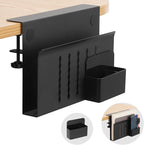 Desk Side Storage, Under Desk Laptop Mount, Table Side Hanging File Organizer, No Drill Clamp On Cable Management Tray, Laptop Holder with Magnetic Pen Holder for Office and Home(Black)