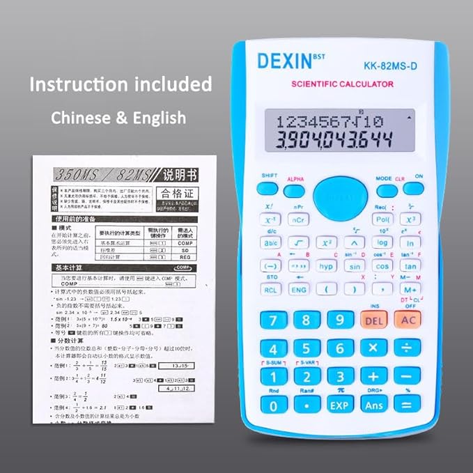 Scientific Calculators Desktop, Scientific Calculators for Students, Scientific Calculator 240 Functions 2 Line 10+2 Digits, Desk Math Calculator for School (Blue and White)