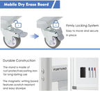 FORTUNO Large Magnetic Mobile Whiteboard 72"x48", Rolling Double Sided Stand Whiteboard on Wheels, Reversible Adjustable Height/Angle Dry Erase Board 6' x 4' Easel White Board for Office Classroom