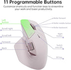 Rapoo MT760Mini Bluetooth Wireless Mouse - Bluetooth 5.0 and 2.4GHz Multi-Mode Connection, Support 4 Devices, M+ Cross Computer Technology, 11 Programmable Buttons,Pink