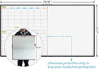 JILoffice Magnetic Foldable Dry Erase Calendar Whiteboard Combo, 2 Month Calendar Board & White Board 72 X 40 Inch, Black Aluminum Frame Wall Mounted Board for Office Home and School