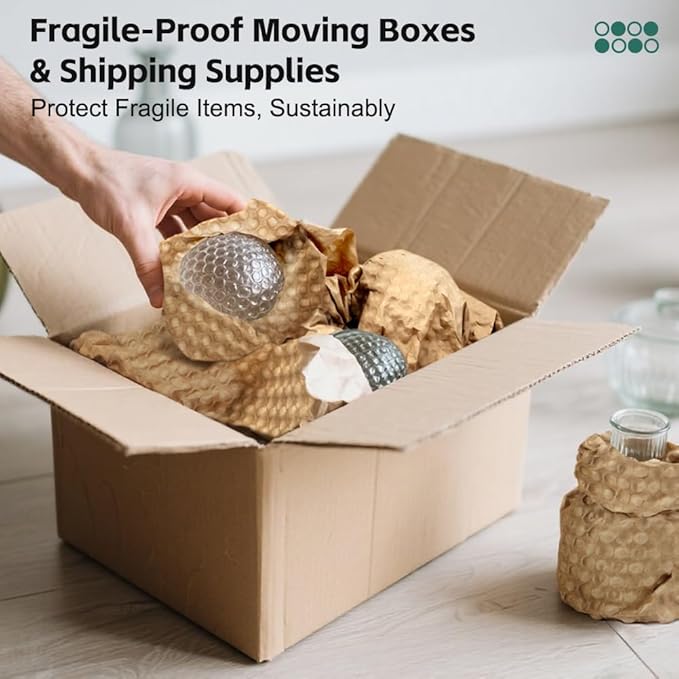 Reusable Bubble Paper - 15" x 50 FT Durable Bubble Wrap for Moving, Eco-Friendly & Washable Shipping Supplies, Biodegradable Packing Paper