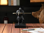Medieval Armored Warrior Knight Pen Holder Desk Organizers and Accessories Resin Pencil Holder Paperweight as Gift with a Cool Letter Opener for Desk (Black)