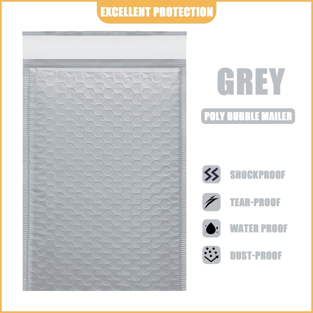 7.25in x 11in Bubble Mailer, Gray Poly Mailer, Padded Envelope, Shipping Envelope, Waterproof, Self-Sealing, For Small Business, Shipping, Mailing, Boutique Packaging(100PCS)