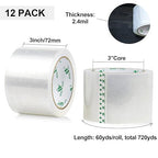 BOMEI PACK 3 inch Wide Heavy Duty Packing Tape, 2.4 Mil 3.0 Inch x 60 Yards, 12 Refills Rolls Clear Box Tape for Moving, Shipping, Mailing and Packaging