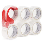 Clear Packing Tape with Tape Gun - Strong Adhesive, Ideal for Shipping and Packaging,6 Rolls 2 Inch X 110 Yards Shipping Packaging Tape
