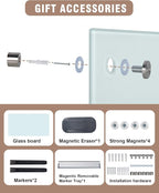 Magnetic Glass Whiteboard，72"x48" Wall Mounted Frameless Dry Erase Board for Office, Home & School White