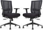 Bitchair Ergonomic Mesh Conference Room Chair - Adjustable Lumbar Support Computer Desk Chair with Height Adjustable Arms - Seat Depth Adjustable Office Chair - (Black) (Pack of 2)