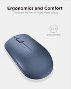 Lenovo 530 Wireless Mouse with Battery, 2.4GHz Nano USB, 1200 DPI Optical Sensor, Ergonomic for Left or Right Hand, Lightweight, GY50Z18986, Abyss Blue