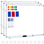 H-Qprobd White Board Dry Erase Whiteboard for Wall 24x18 (3pcs) Magnetic Boards for Office Classroom & Home, Small Wall Whiteboard Including 6 Markers, 10 Magnets, 2 Erasers & 15 Adhesive Hooks
