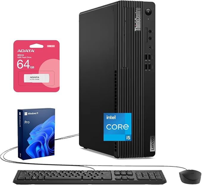 Lenovo ThinkCentre M70s Small Form Factor Business Desktop, 14th Gen Intel 10-Core i5-14400, 32GB DDR5 RAM, 2TB SSD, HDMI, DP, Wi-Fi 6, Windows 11 Pro, Bundle with Adata UC310 64GB USB Flash Drive
