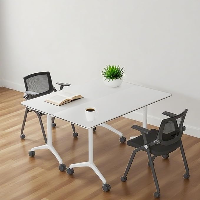 Conference Room Tables,Folding Conference Rolling Meeting Modern Training Table with Flip Top,Mobile Conference Table with Four Locking Wheels,for Meeting Room Office Classroom(2pack 55in)