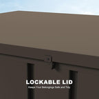 PURPLE LEAF Outdoor Deck Box 100 Gallon Waterproof Lockable Storage Box Container with Lid Deck Organization for Patio Cushions Side Table Pool Accessories Garden Tools, Brown