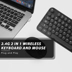 Wireless Keyboard and Mouse, KOOTOP Cute Black Keyboard and Mouse, 2.4G Wireless Keyboard with Retro Round Keycap for PC, Mac, Laptop,Tablet,Computer Windows (Black)