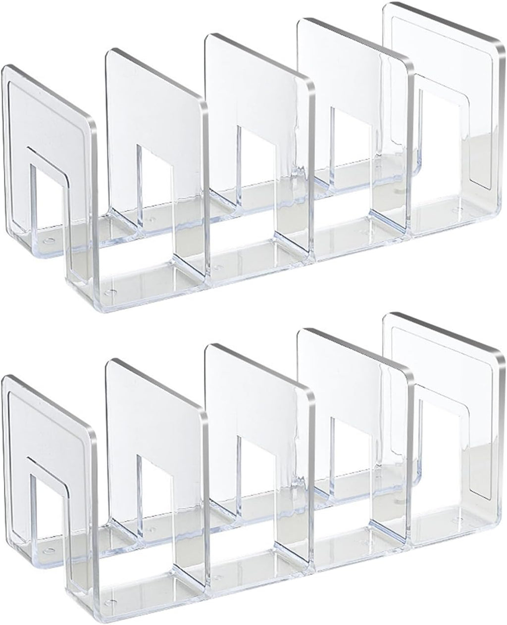 2PCS Acrylic File Organizer for Desk, Desktop Document/Mail Organizer, 4 Compartments Plastics Invisible Bookshelf Floating (12.5" x 5.7" x 5", Clear)