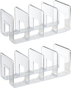 2PCS Acrylic File Organizer for Desk, Desktop Document/Mail Organizer, 4 Compartments Plastics Invisible Bookshelf Floating (12.5" x 5.7" x 5", Clear)