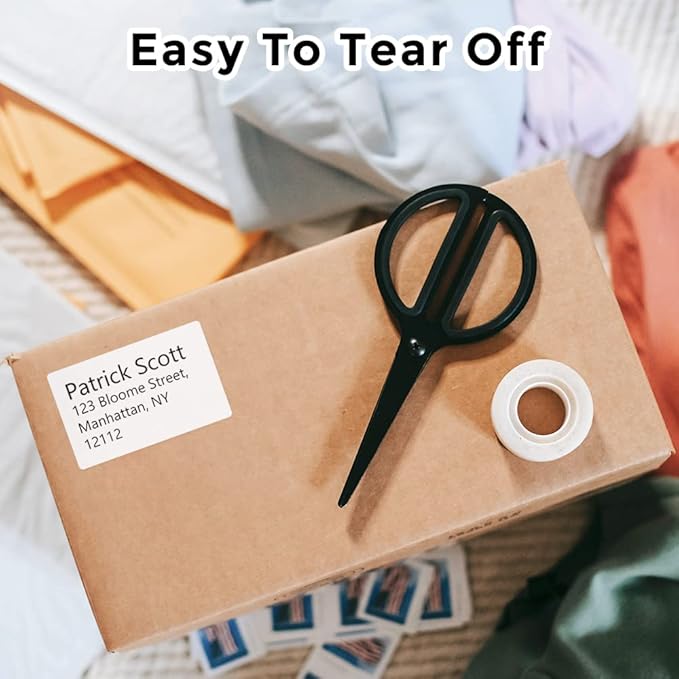 Phomemo 2.35"x 1.57" Thermal Sticker Label 180 Pcs/Roll Compatible with M220,M250,M260,M421,M221,M200 Label Printer, Strong Permanent Adhesive & Perforated, for Customer Mailer, Business Letter, Gift