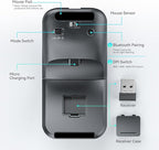 Bluetooth Wireless Arc Travel Mouse, Dual Model (2.4G+BT5.1) Rotating Foldable Mouse for Microsoft, Rechargeable Slim Portable Mice for Laptop, Notebook, PC, MacBook, Chromebook, Lenovo - Black