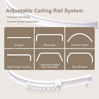 Room Divider Curtains & Flexible Bendable Tracks Set,Privacy Dividers Ceiling Track Curtain Window Blackout Curtains for Living Room Bedroom (W100 × H108 In 1 Panel Khaki Drape & White Rail)