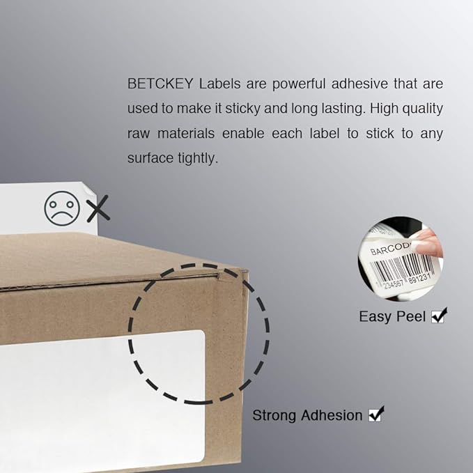 BETCKEY - 4" x 1" (102 mm x 25 mm) Multipurpose Labels Compatible with Zebra & Rollo Label Printer,Premium Adhesive & Perforated [2 Rolls, 2750 Labels]