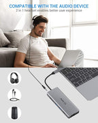 USB C Hub, TOTU Upgraded 13 in 1 Type C Hub to 4K HDMI & DP, VGA, 2 USB3.0/2 USB2.0/75W PD, Triple Display Docking Station for MacBook Pro and Windows USB C Systems, macOS only Support Mirror 1