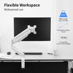 Suptek Monitor Mount Gas Spring Single Monitor Arm Desk Mount Stand Fully Adjustable Fits 17 20 22 23 24 26 27 32 inch Monitors (White)