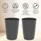 HOLDN’ STORAGE Small Trash Can - Set of 2 Open Top Waste Bin of 1.58 Gallon, Compact Waste Can Perfect for Bathroom, Kitchen, Office, Dorm - Durable Garbage Can - Gray