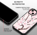 MOSNOVO Magnetic Case for iPhone 15, 10ft Military-Grade Protection, Compatible with Magsafe, Shockproof Phone Case for iPhone 15 - Cherry Blossom - Clear Black