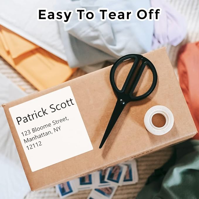 Phomemo Multi-Purpose Square Self-Adhesive Label for Phomemo M220/M250/M260/M221/M200/M421 Label Printer 2.75" x 3.14"(70x80mm), 100 Pcs/Roll Black on White