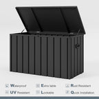 PURPLE LEAF Outdoor Deck Box 160 Gallon Waterproof Lockable Storage Box Container with Lid Deck Organization for Patio Cushions Side Table Pool Accessories Garden Tools, Gray