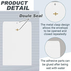 Geyee 100 Pcs Clasp Manilla Envelopes 9 x 12 Inch Gummed Colored Envelopes for Storing or Mailing for Home Office Business Supplies(White)