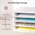 12x18 Construction Paper Organizer, 4-Tiers Paper Storage Shelf, Wooden Desk Organizer, File Holder and Letter Tray for Office, Home, Classroom