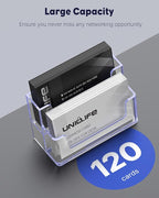 Uniclife Acrylic Business Card Holder for Desk 2 Slots Clear Business Card Display Stand for Men & Women Desktop Business Card Organizer Card Stand for Office Home Exhibition, 120 Card Capacity