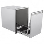 Pull-Out Double Trash Drawer Stainless Steel Outdoor Kitchen Trash Drawer Storage for Two 10 Gallon Commercial Wastebaskets…