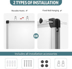 Magnetic Dry Erase Whiteboard - 46 x 33 Inch White Board - 4 x 3 Large Wall-Mounted Board with Silver Aluminum Frame, 1 Magnetic Eraser, 2 Pens, Detachable Marker Tray, 6 Magnets