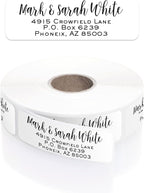 Mixed Script Font Rolled Address Labels/Roll of 250 Chic Black and White Personalized Address Labels/Designer Return Address Stickers in Elegant Plastic Dispenser