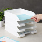 Stockroom Plus Paper Trays for Classroom - 4 Pack, White, 10 x 13.5 x 2.5 in - Desk Organizer Stacking Trays for Classroom Organization & Office Document Storage
