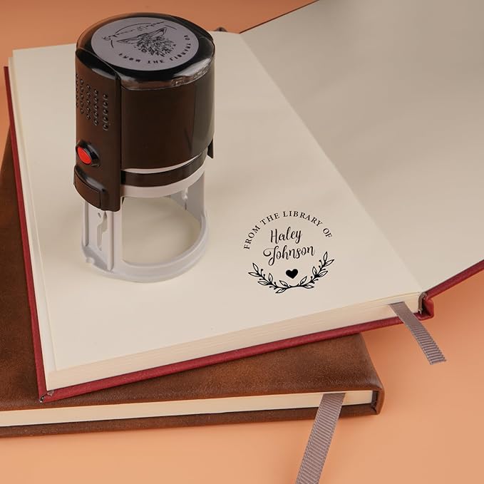 Custom Self-Inking Stamps | Personalized Book Stamp Gift for Book Lovers | 5 Ink Colors (Style06)