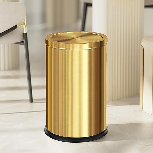Brushed Gold Bathroom Trash Can with Swing Lid 4.7Gallon,Stainess Steel Garbage Can Trash Bin Wastebaskets for Kitchen,Office,Bedroom (Gold, 4.7 Gallon)